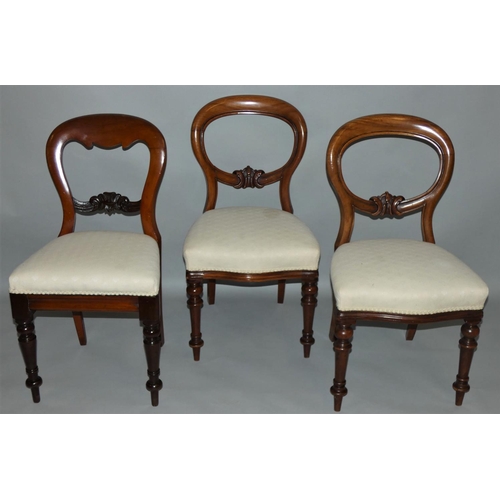 475 - A Victorian Harlequin set of eleven mahogany balloon back dining chairs, with matching upholstered s... 