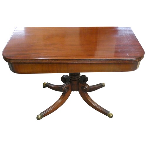 485 - A Victorian mahogany folder over side table, the rectangular twist top supported on a turned column ... 