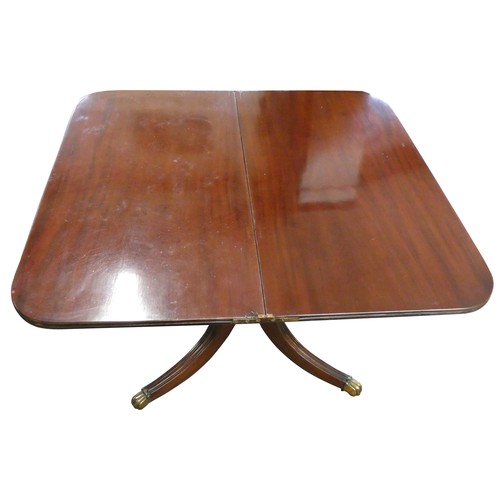 485 - A Victorian mahogany folder over side table, the rectangular twist top supported on a turned column ... 