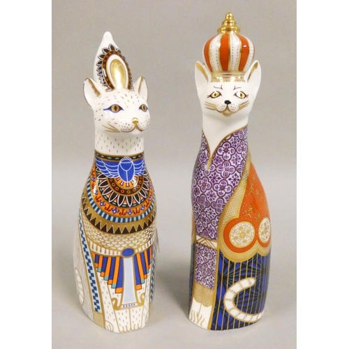 320 - A pair of Royal Crown Derby paperweights from the 'Royal Cats' series, c.1986, to include 'Egyptian'... 