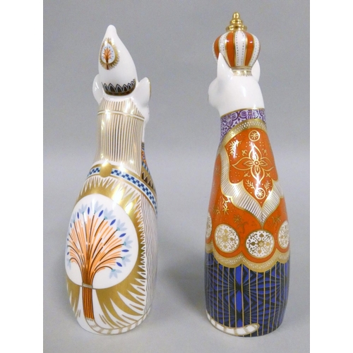 320 - A pair of Royal Crown Derby paperweights from the 'Royal Cats' series, c.1986, to include 'Egyptian'... 