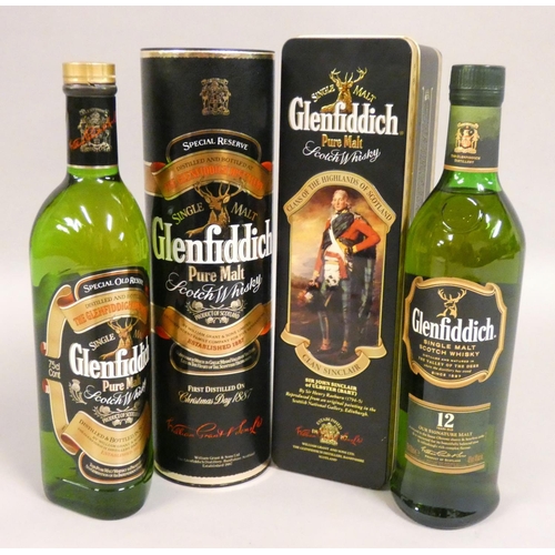 274 - Glenfiddich, 12 year old, 70 cl, case, together Glenfiddich, Special Old Reserve, 75 cl, tube (2).