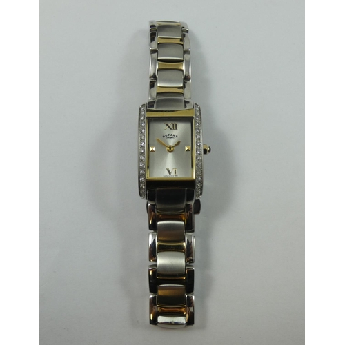 158 - A Rotary stainless steel and gilt metal ladies quartz wristwatch, c. 2012, with crystal set bezel, g... 