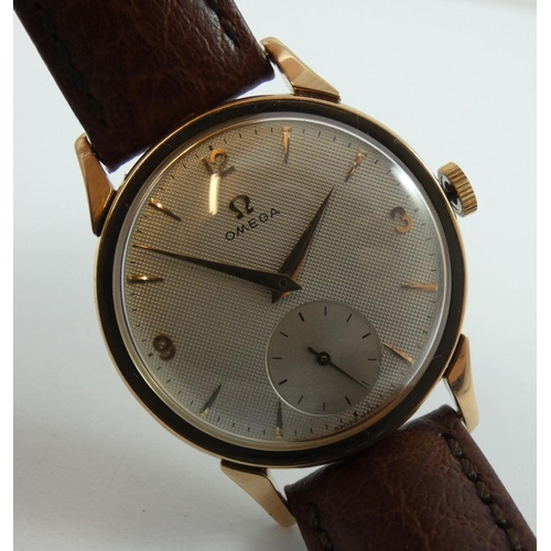 170 - Omega - an 18ct rose gold manual wind gentleman's wristwatch, ref 14707 - 7, c. 1960, the silvered t... 