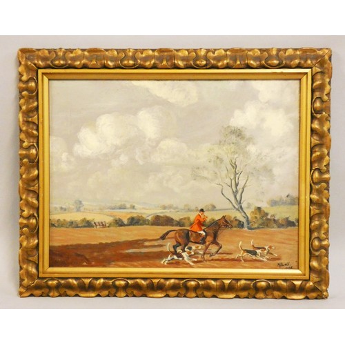 411 - Francis Kenneth Elwell (1905-1944), Hunting on the Wolds, signed and dated 1936, oil on board, 32 x ... 