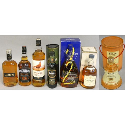 278 - Dalwhinnie Single Malt Whisky, Glenfiddich Single Malt Whisky, Jura Malt Whisky, The Famous Grouse, ... 