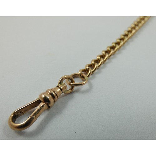 144 - A 9k rose gold curb link bracelet, with T bar, weight 15 gms.