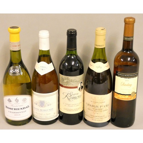 293 - Chablis Ler Cru, 1989, 75cl, together with a bottle of Baron Romero, white Burgundy, Boschendal Char... 