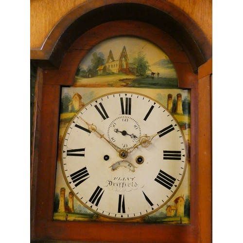 443 - William Flint, Driffield, a Victorian 8 day painted dial oak and mahogany longcase clock, the 13