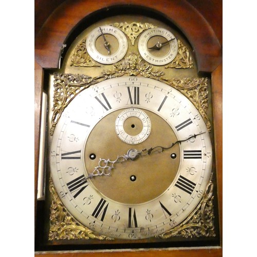 438 - E. Hunt, London, an Edwardian mahogany cased eight day chiming longcase clock, the 12