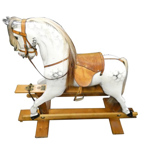 501 - A Yorkshire Wooden Horse Company dapple grey rocking horse, born Christmas 1989, with real horse hai... 