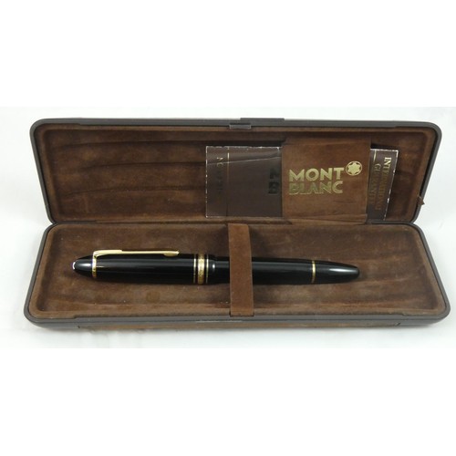 74 - Mont Blanc, Meisterstuck No. 146 fountain pen, with 14 K nib, case, guarantee.