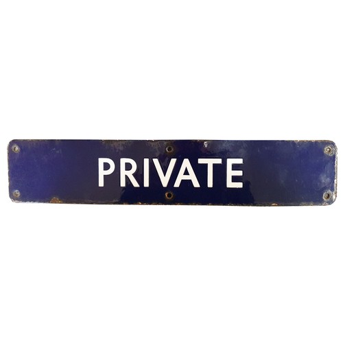 317 - A British Rail (E) vitreous enamel door plate, PRIVATE,
9 x 45 cm.
Provenance; ex lot 227 Spicers Br... 