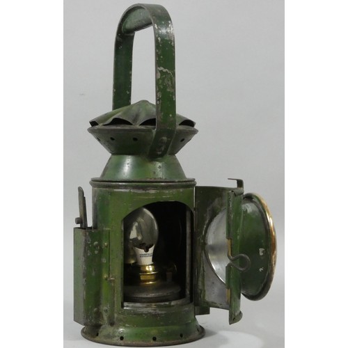 247 - A WD three aspect hand held, green lamp applied plaque C. Eastgate & Son Ltd, Birmingham, 1944, broa... 