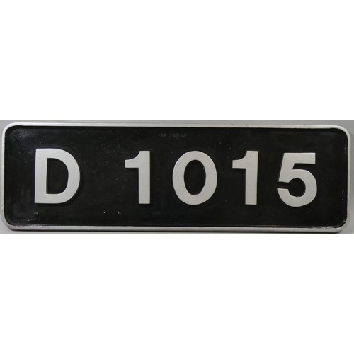 224 - A full size wooden replica cabside plate, D 1015, 
The original was carried by Western Class diesel ... 