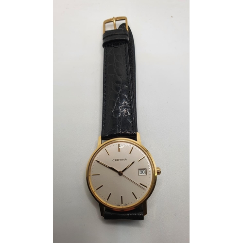 145 - A gold Certina quartz date wristwatch, EOL 115.9299.68, case