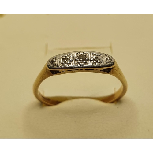 158 - An 18ct gold five stone diamond ring, size R.