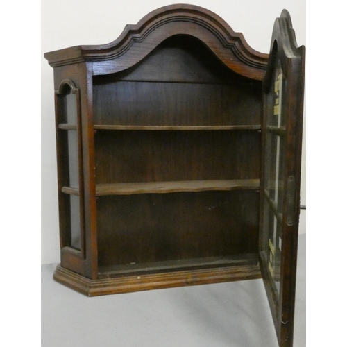 202 - An oak glazed two shelf cabinet, with Frys Milk Chocolate, makers to HM the King painted decal, 67 x... 