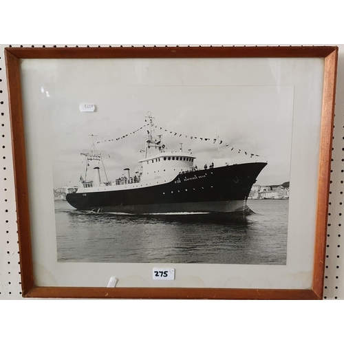 275 - Len Russell, G.S. Forester, watercolour of a trawler, dated 1989, a signed print after Adrian P Thom... 