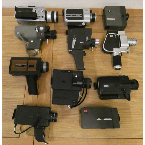 76 - Twelve vintage cine cameras, to include Zoomex Carena, Canon Auto Zoom 814, Kodak 8mm Brownie and Sa... 