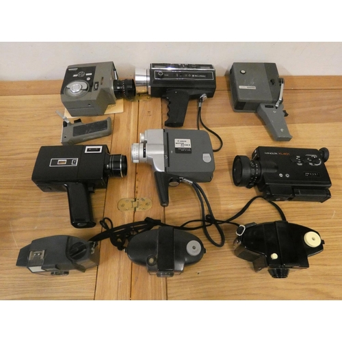 78 - Various cine cameras, to include Chinon 872, 371, Crown 8, Kohka 8, Bell & Howell, Canon Motor Zoom ... 