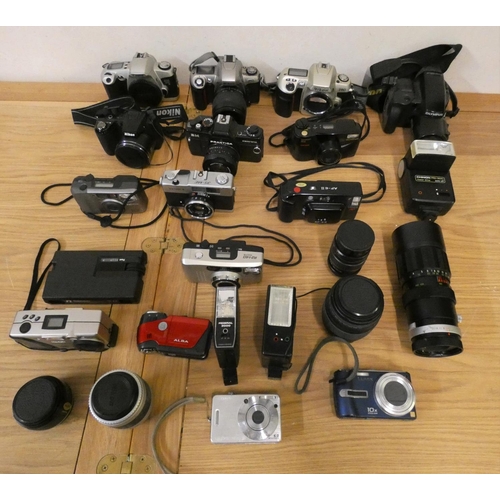 80 - Various SLR camera's to include Nikon F90X with 70-210 lens, Pentax MZ-50, Canon EOS 500, Praktica B... 