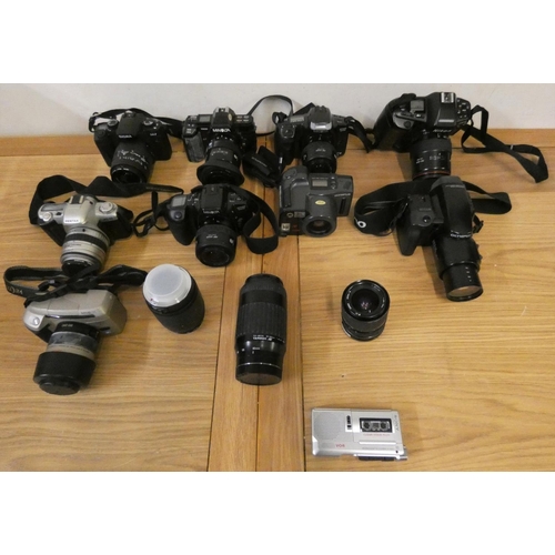 80 - Various SLR camera's to include Nikon F90X with 70-210 lens, Pentax MZ-50, Canon EOS 500, Praktica B... 