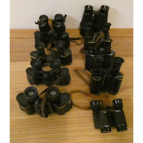 82 - Ten pairs of binoculars, to include Goerz 6 x 24, Lumex Prism, Busch Solux 8 x 30, Ross Prism and Ga... 