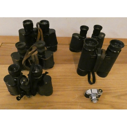 89 - Five binoculars, Carl Zeiss 747446, Keshaw 6 x, Lancaster & Thorpe 12 x 40, Hensoldt 6 x 30, an un-n... 