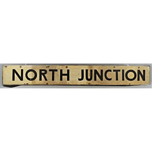 304 - A white painted wooden Signal Box Sign, with black painted lettering, North Junction, 28 x 207 cm.