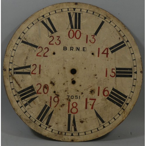 118 - An enamel clock face, marked BR(NE) 7051, diameter 45.5 cm.