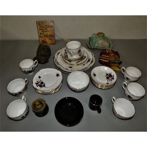 241 - four boxes of miscellaneous china, including tableware, military figures, boissons thimbles in rack,... 