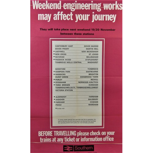 91 - Four original British Rail double royal posters, regarding engineering works/delays on lines to the ... 