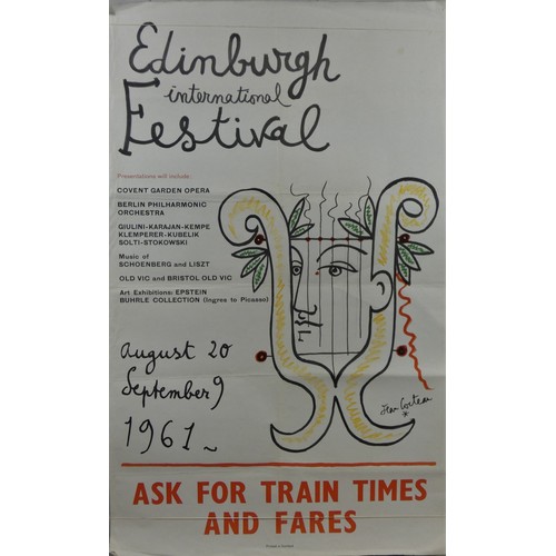 95 - An original 1961 double royal railway poster for Edinburgh International Festival  (Aug 20 - Sept 9)... 