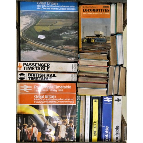 65 - Fifteen volumes of Ian Allan ABC combined volumes (5 unmarked) and various railway timetables.