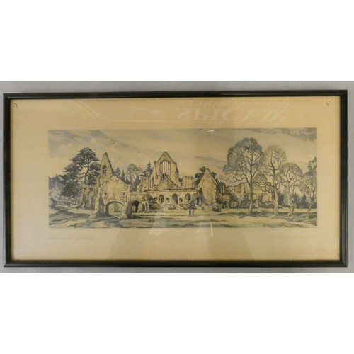 73A - Three railway carriage prints, The River Wharfe, Ilkley, Burton on the Water and Dryburgh Abbey, lat... 