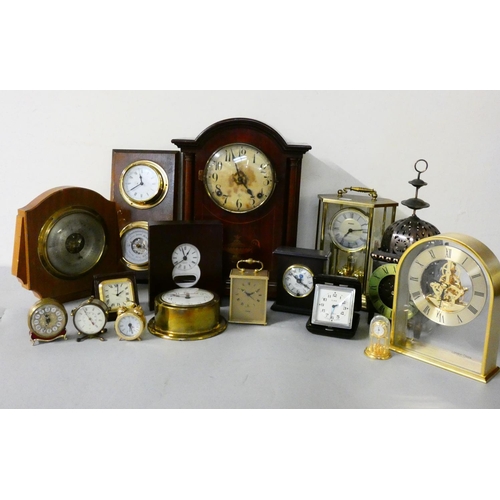 104 - A collection of clocks and barometers, to include carriage, mantle, and wall clocks.