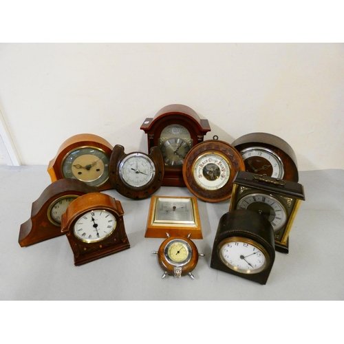 119 - A collection of miniature, crystal glass, and novelty clocks, together with a box of mantle clocks a... 