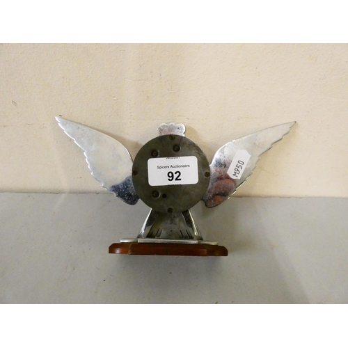 92 - A chromed desktop barometer in the form of a bird with outstretched wings.
10cm tall 20cm wide.