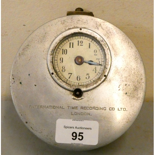 95 - A brushed steel pigeon timing clock from the International Time Recording Co Ltd London.