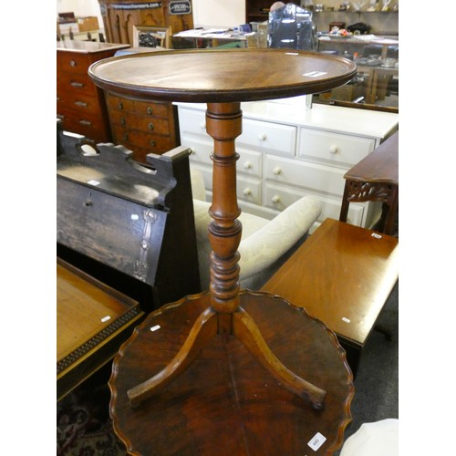 449 - A mahogany wine table with tripod support, diameter 41 cm and 2 other tables (3)