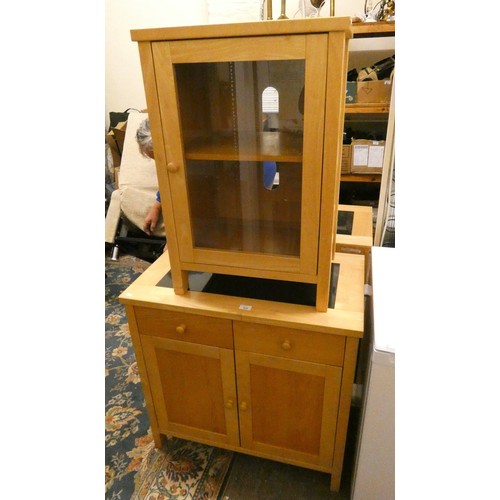 426 - A pair of matching oak sideboards with an inlaid granite top, over two drawers over cupboards, 80 x ... 