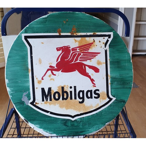 109 - A painted advertising sign for Mobilgas, diameter 60 cm.