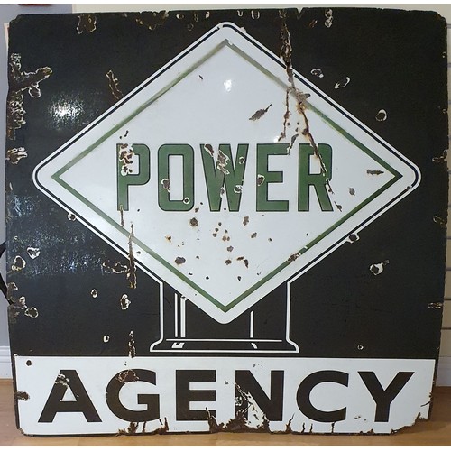 146 - A vitreous enamel Power Agency square advertising sign, 121 cm.