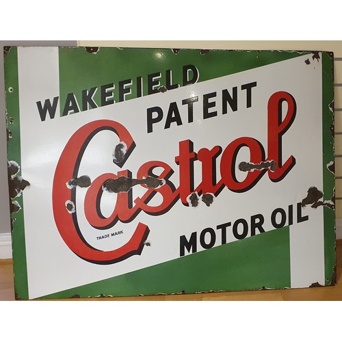 144 - A vitreous enamel Castrol Motor Oil advertising sign, 91 x 122 cm