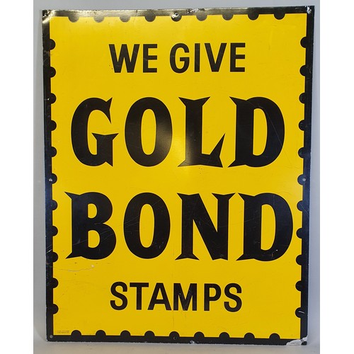 143 - A printed alloy advertising sign, We Give Gold Bond Stamps, 76 x 61 cm.