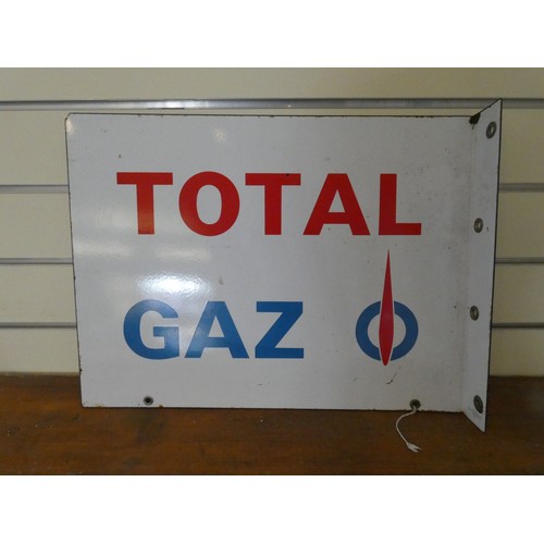 127 - A doubled sided, wall mounted Total Gas advertising sign, 37 x 50 cm.