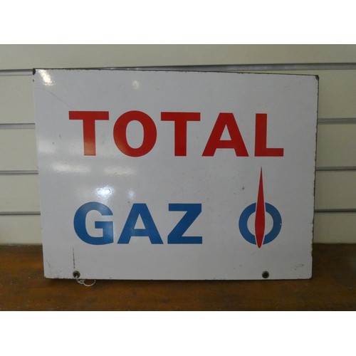 127 - A doubled sided, wall mounted Total Gas advertising sign, 37 x 50 cm.