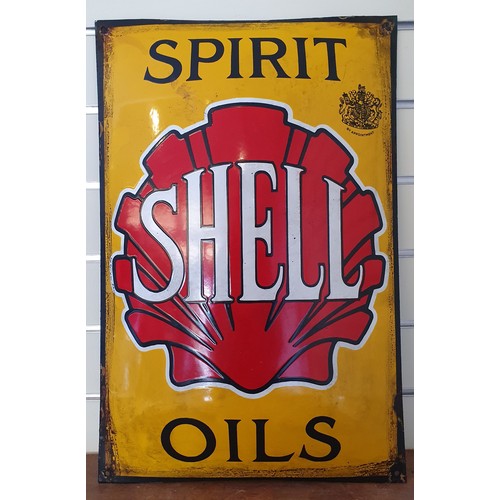 124 - A vitreous enamel reproduction advertising sign, Shell Spirit Oils, 60 x 38cm.