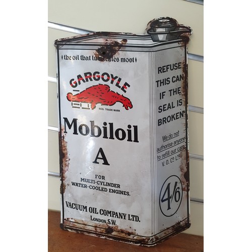 125 - A vitreous enamel reproduction advertising sign, Gargoyle Mobiloil A can 44 x 25cm.